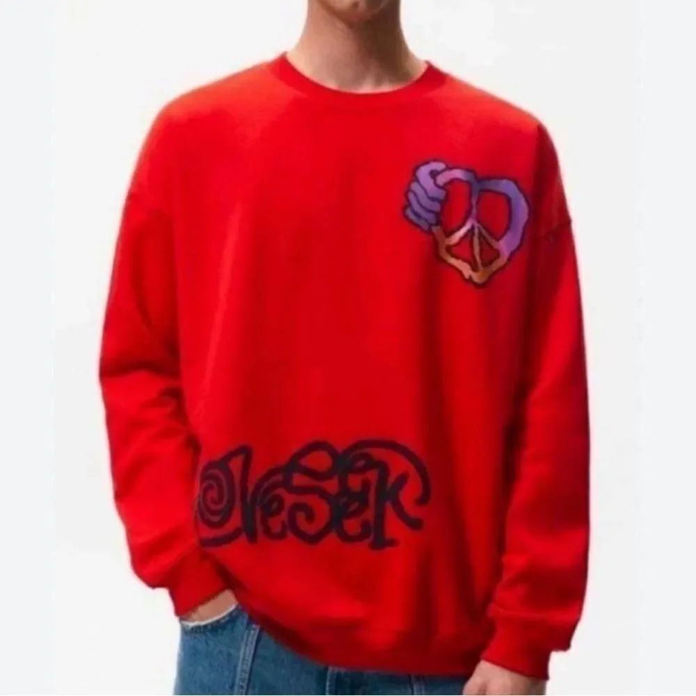 Zara Men's Orange Pullover Crewneck
Sweatshirt(Size Medium)